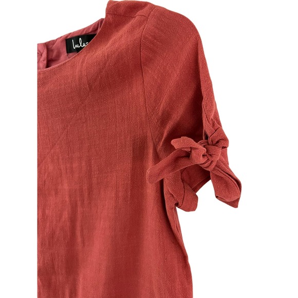 Lulus Women's Orange Solid Size Small Linen & Rayon Shirt Top Blouse Button Back - Picture 3 of 6